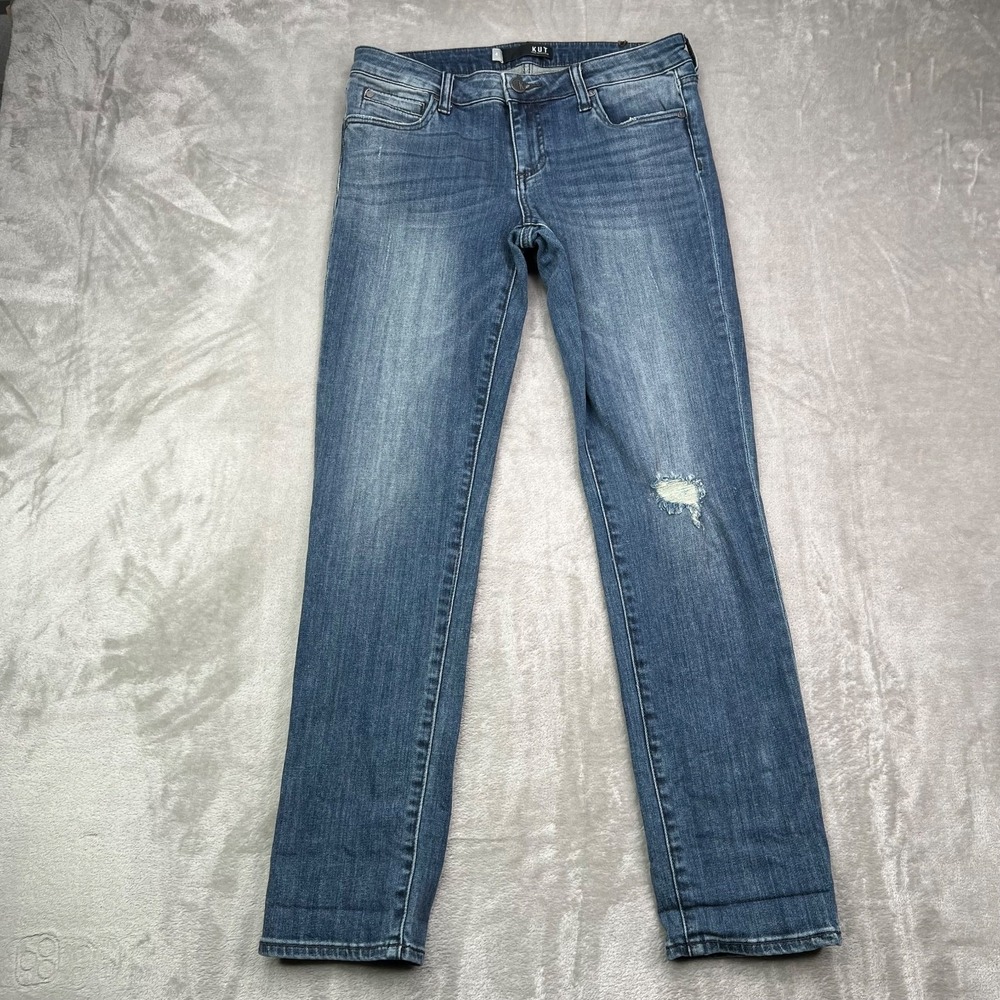 Kut From The Kloth Jeans Womens 4 Blue Distressed Catherine Boyfriend Denim New